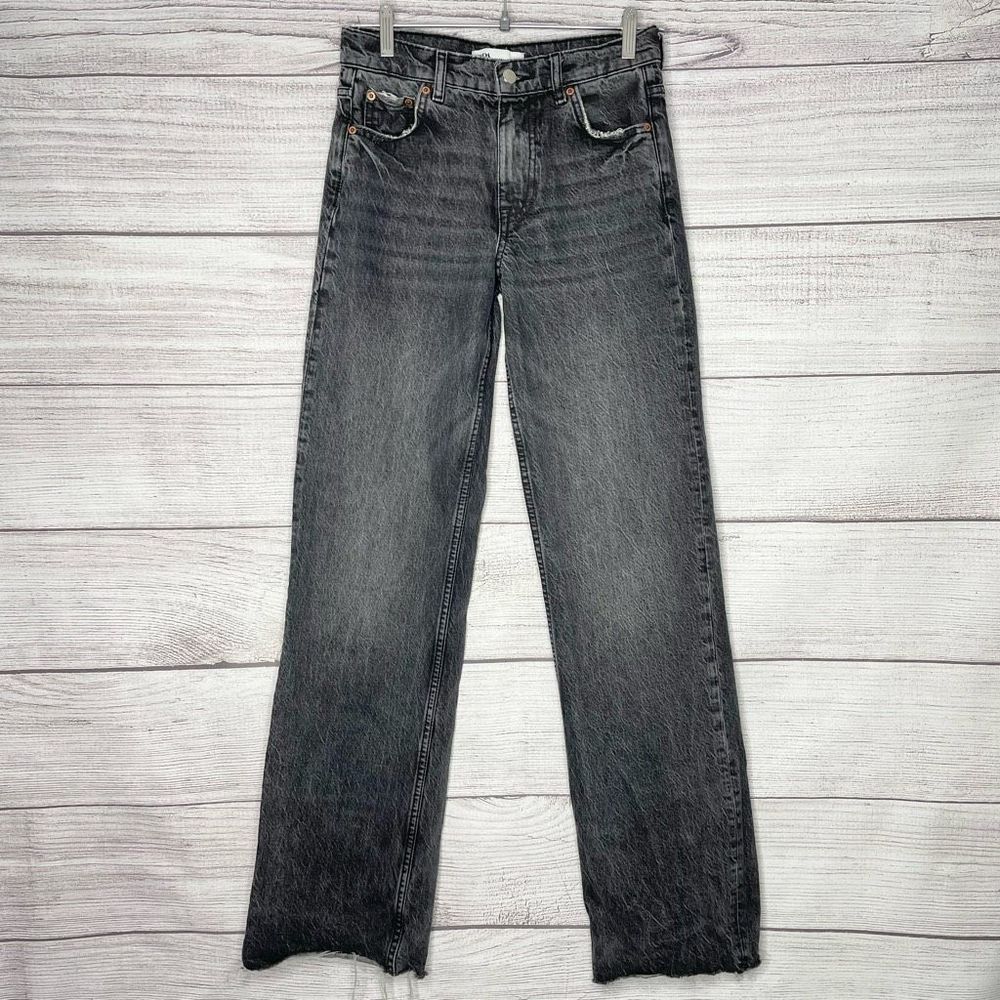 ZARA 100% Cotton Straight Black Jeans Women’s Size 2 Long - Picture 1 of 7